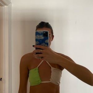 Tan/green crop top